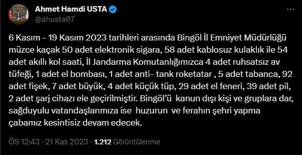 Bingöl'de Güvenlik Operasyonu: Elektronik Sigara ve Silahlar Ele Geçirildi