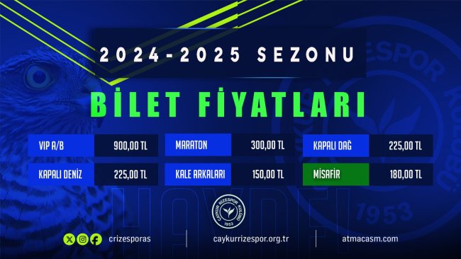 2024-2025 Sezonu Çaykur RizeSpor Bilet Fiyatları Belli Oldu