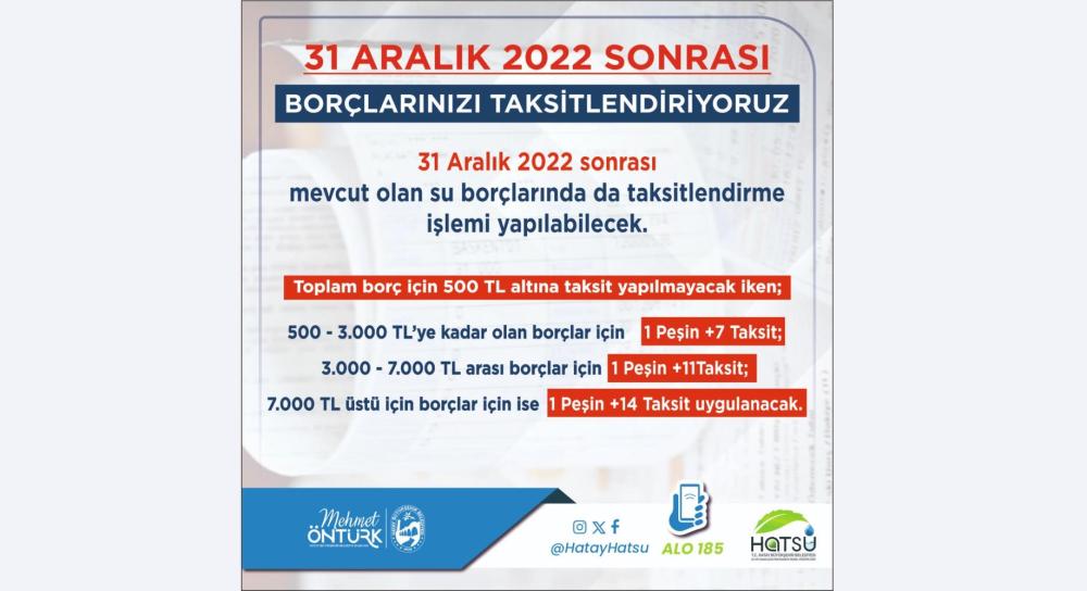 HATAY BÜYÜKŞEHİR BELEDİYESİ SU BORÇLARINI YAPILANDIRIYOR