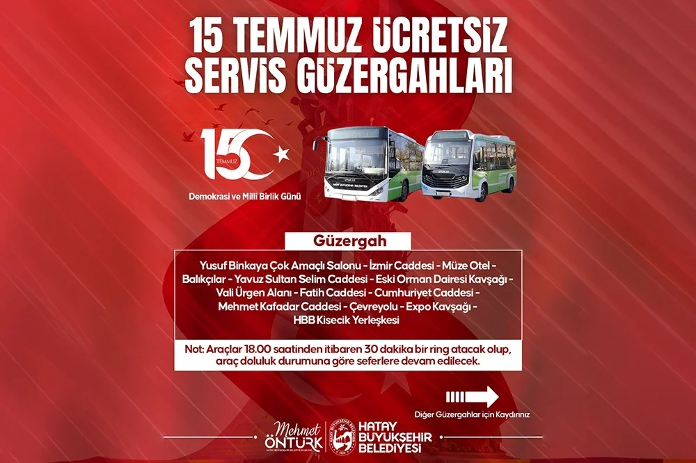 HBB’DEN 15 TEMMUZ PROGRAMINA ÜCRETSİZ ULAŞIM